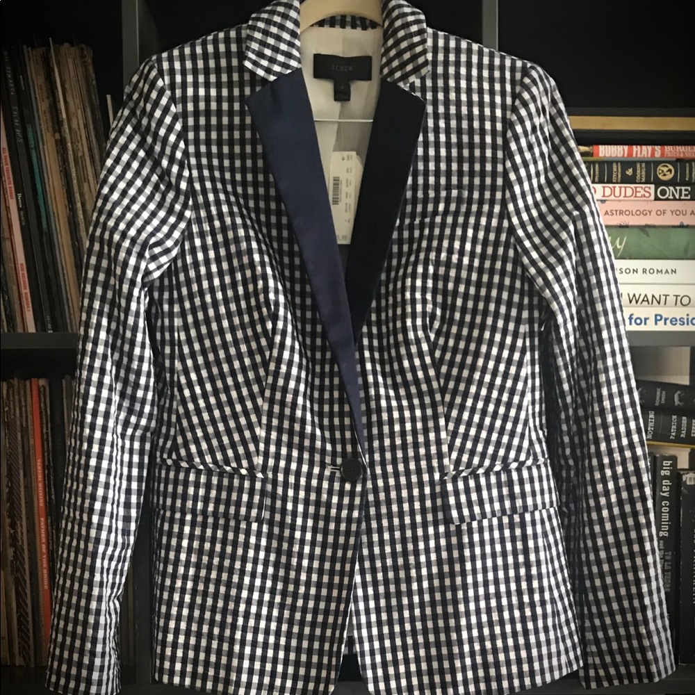 NWT! J. Crew Navy Gingham Blazer